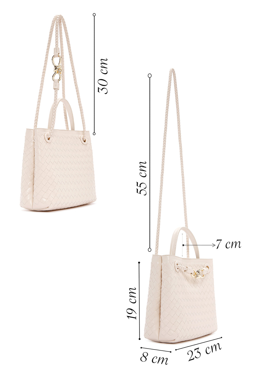 Women's Cream Long Strap Shoulder Bag