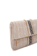 Kadın Bej Kumaş Uzun Askılı Hasır Portföy Çanta | Derimod