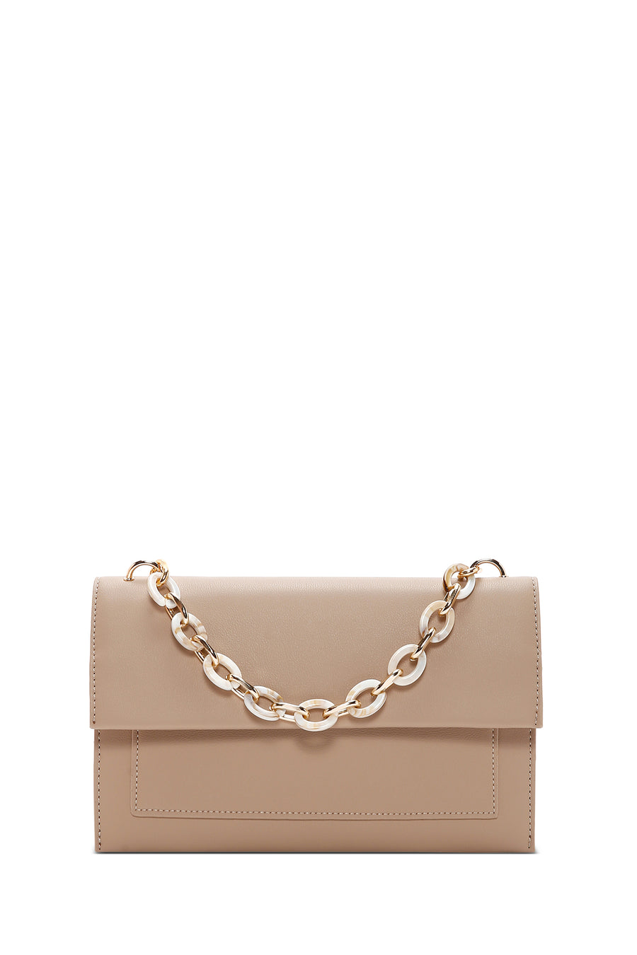 Women's Beige Long Chain Strap Clutch Bag