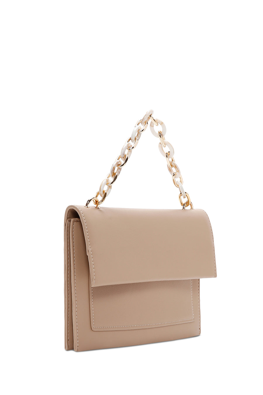 Women's Beige Long Chain Strap Clutch Bag