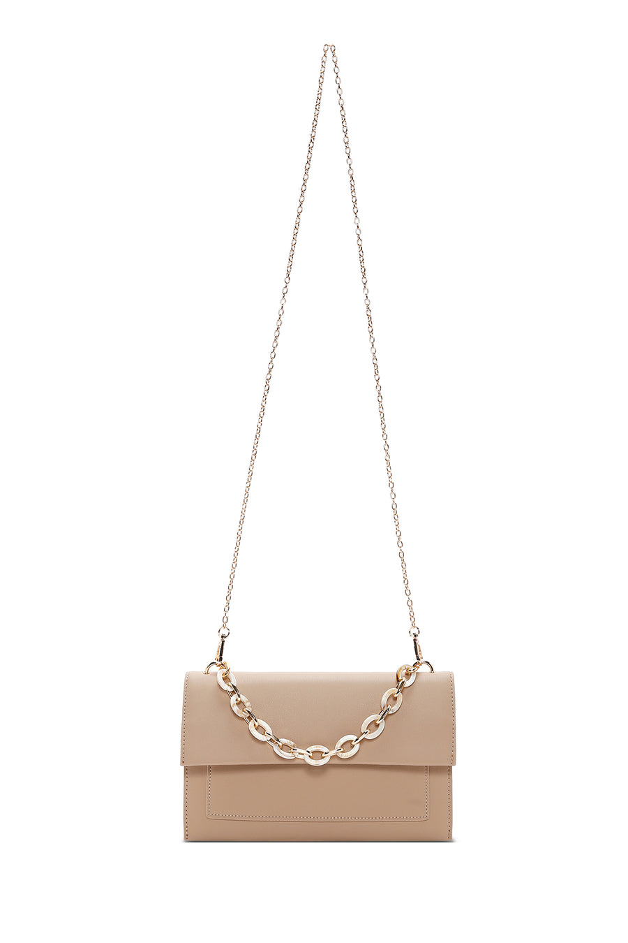 Women's Beige Long Chain Strap Clutch Bag