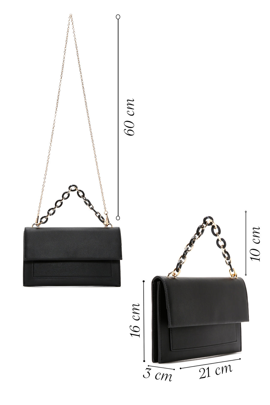 Women's Black Long Chain Strap Clutch Bag