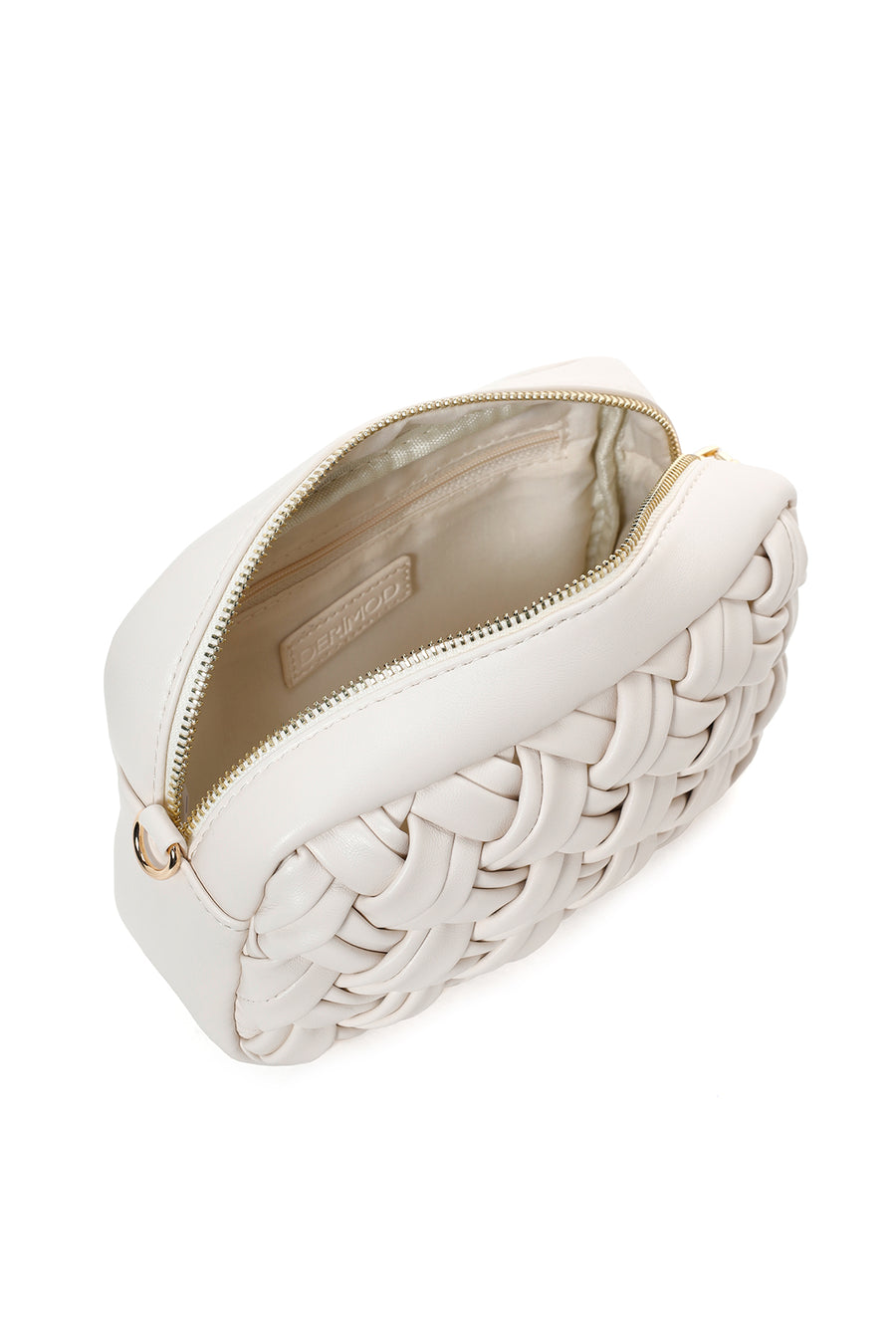 Women's Cream Long Chain Strap Knitted Crossbody Bag