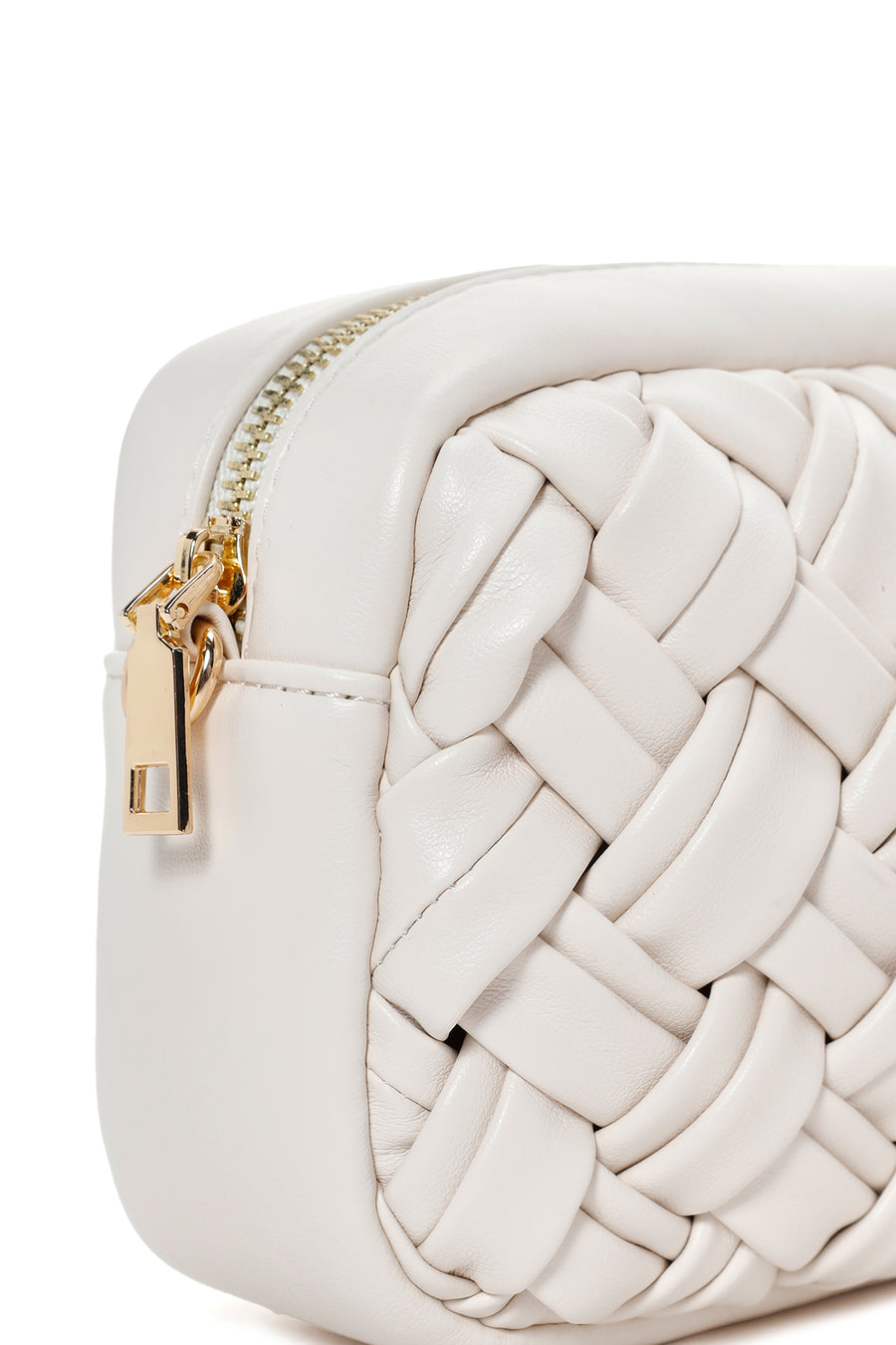 Women's Cream Long Chain Strap Knitted Crossbody Bag