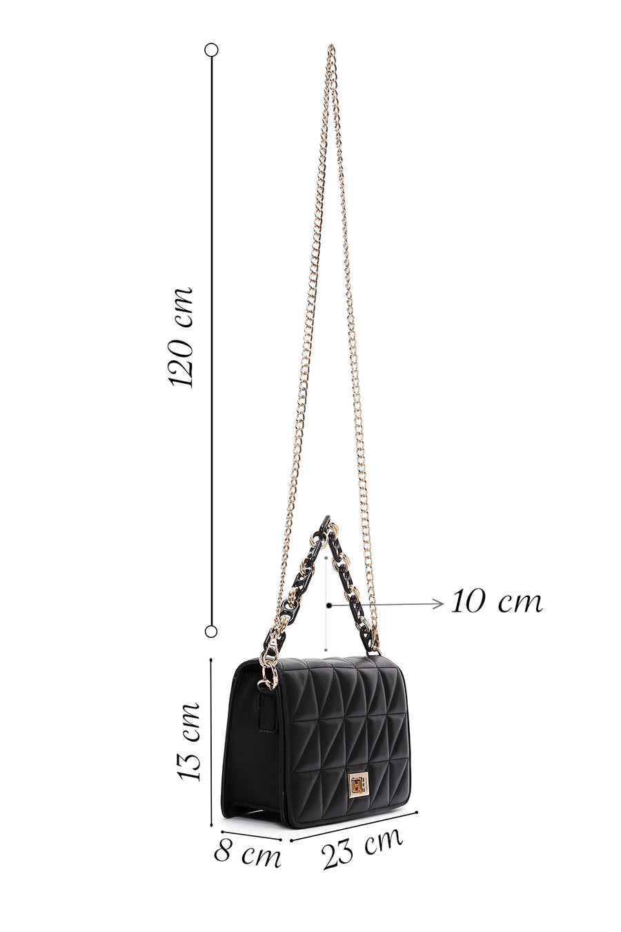 Women's Black Long Strap Quilted Crossbody Bag