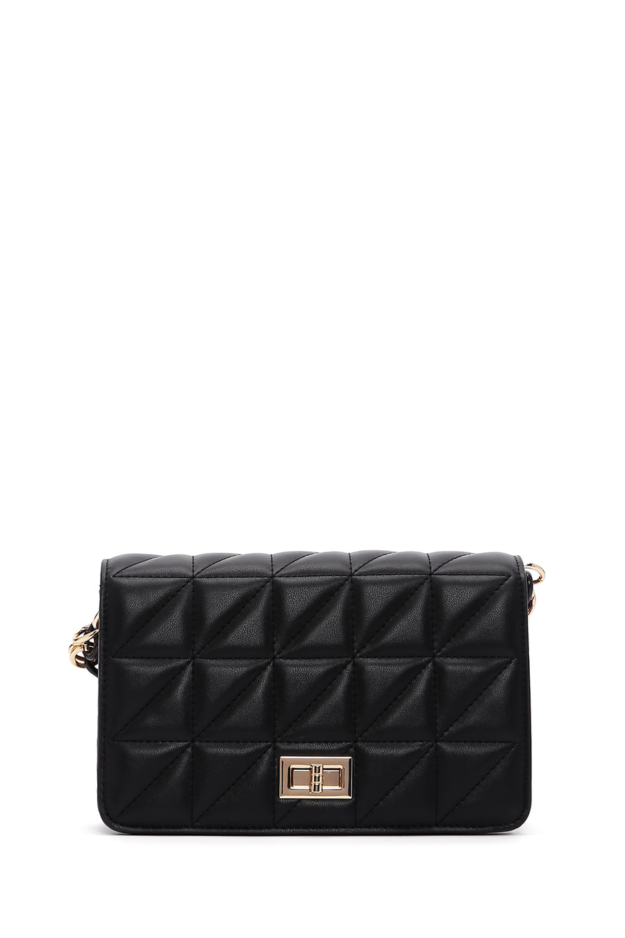 Women's Black Long Strap Quilted Crossbody Bag