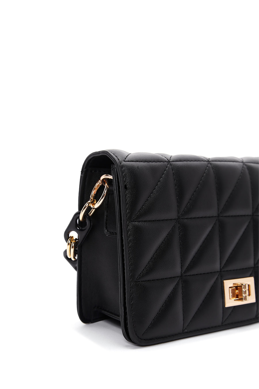 Women's Black Long Strap Quilted Crossbody Bag
