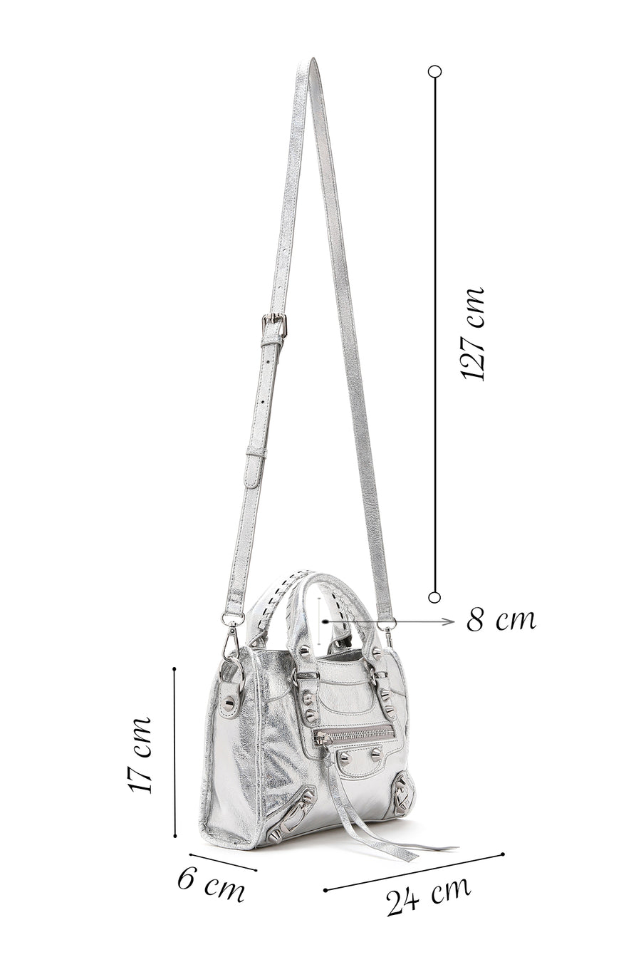 Women's Silver Long Strap Shoulder Bag