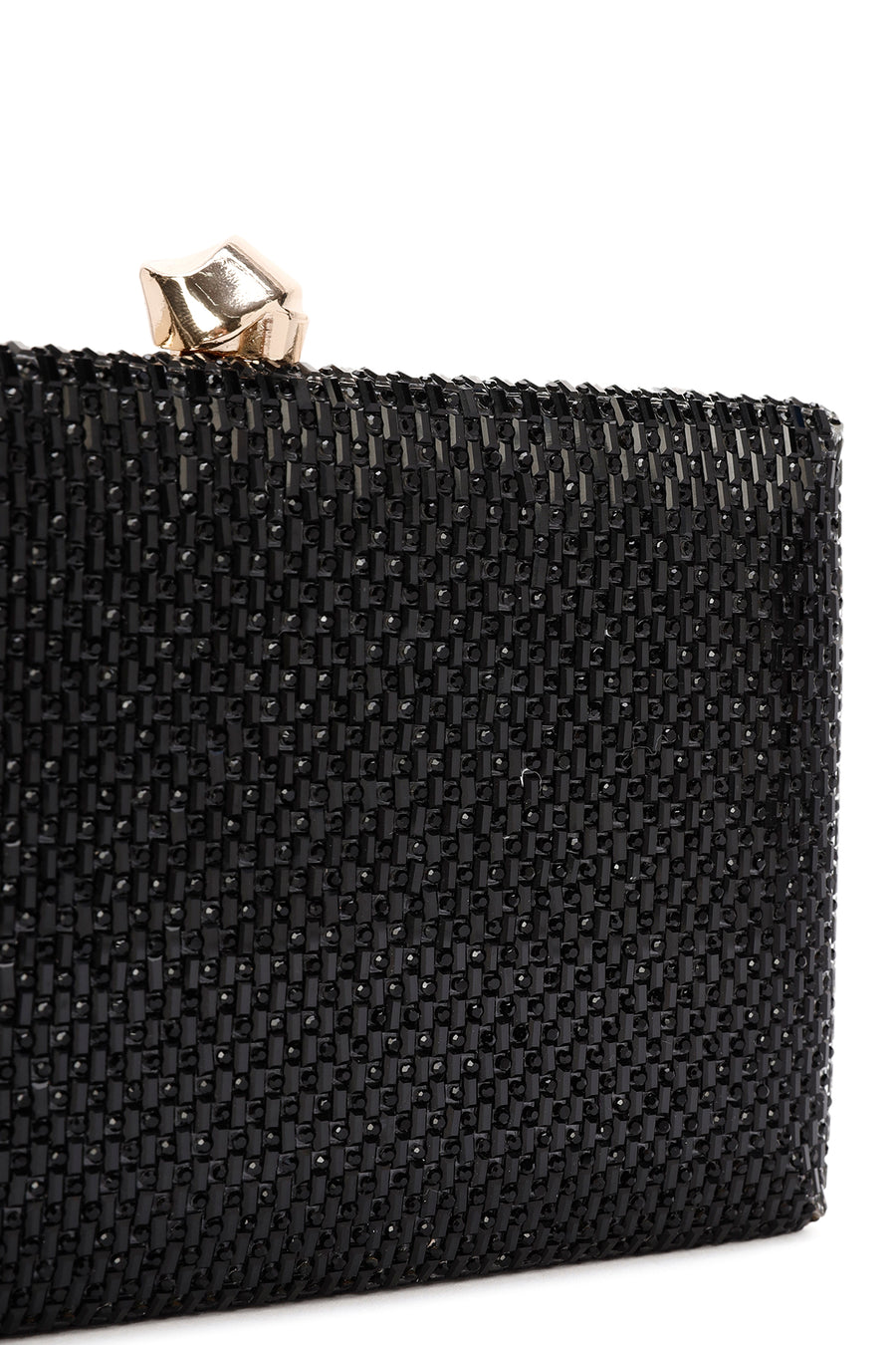 Women's Black Long Chain Strap Stoned Clutch Bag