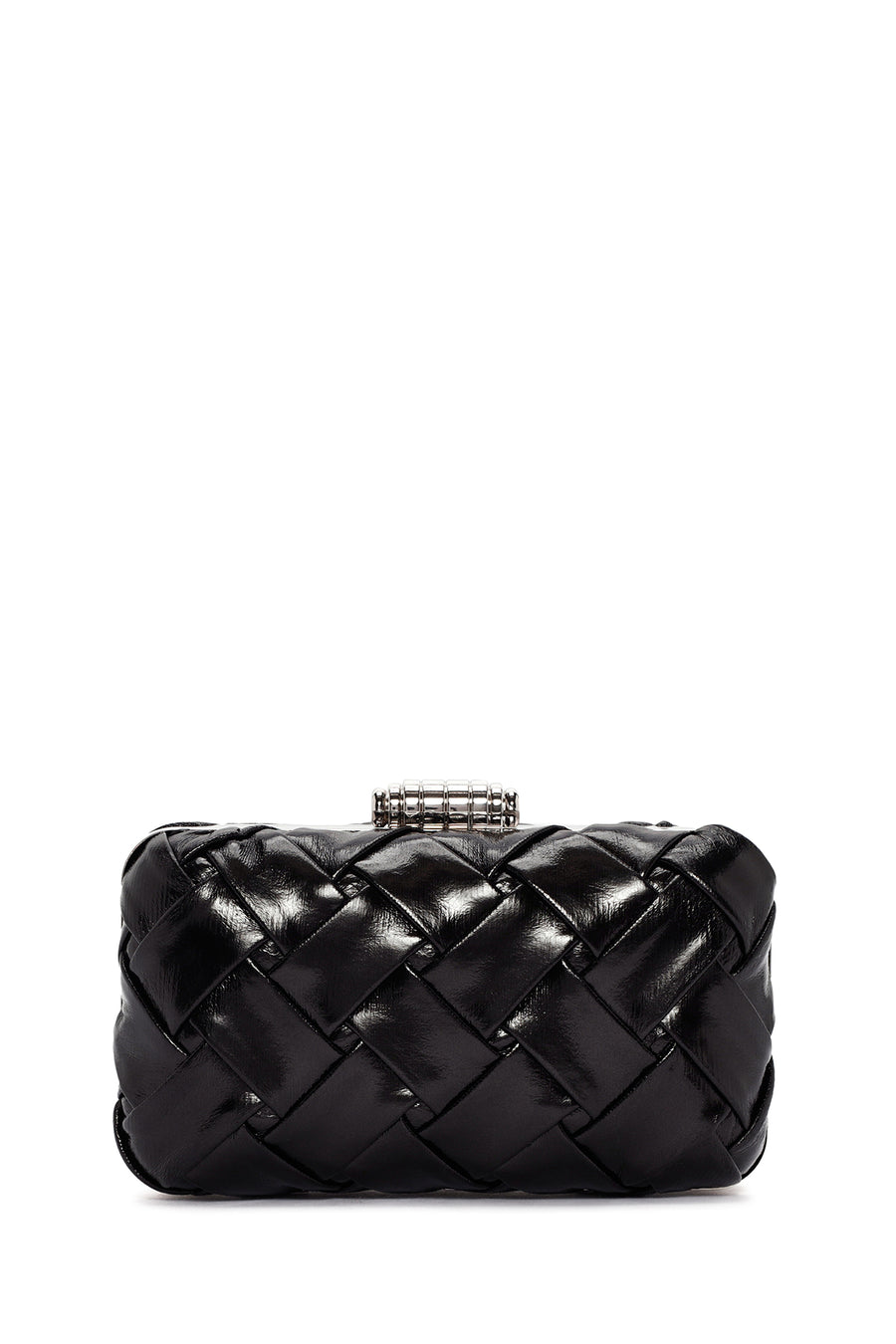 Women's Black Long Chain Strap Knitted Patterned Crossbody Bag