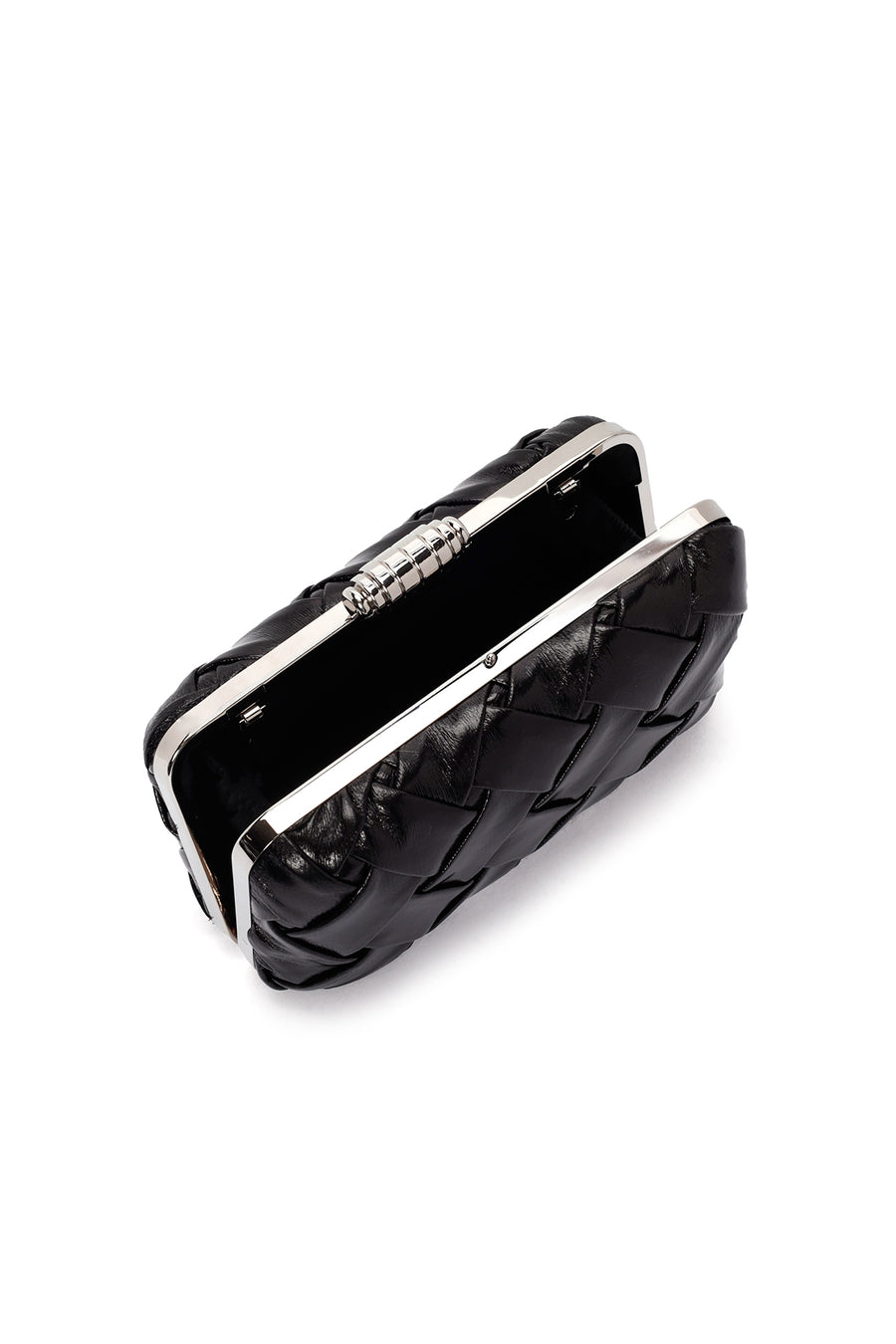 Women's Black Long Chain Strap Knitted Patterned Crossbody Bag