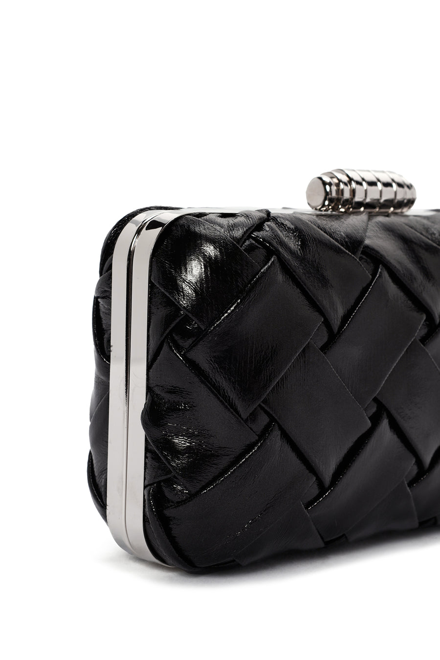 Women's Black Long Chain Strap Knitted Patterned Crossbody Bag
