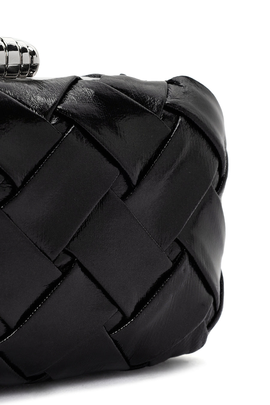Women's Black Long Chain Strap Knitted Patterned Crossbody Bag