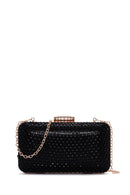 Women's Black Long Chain Strap Stone Cross Bag | Derimod