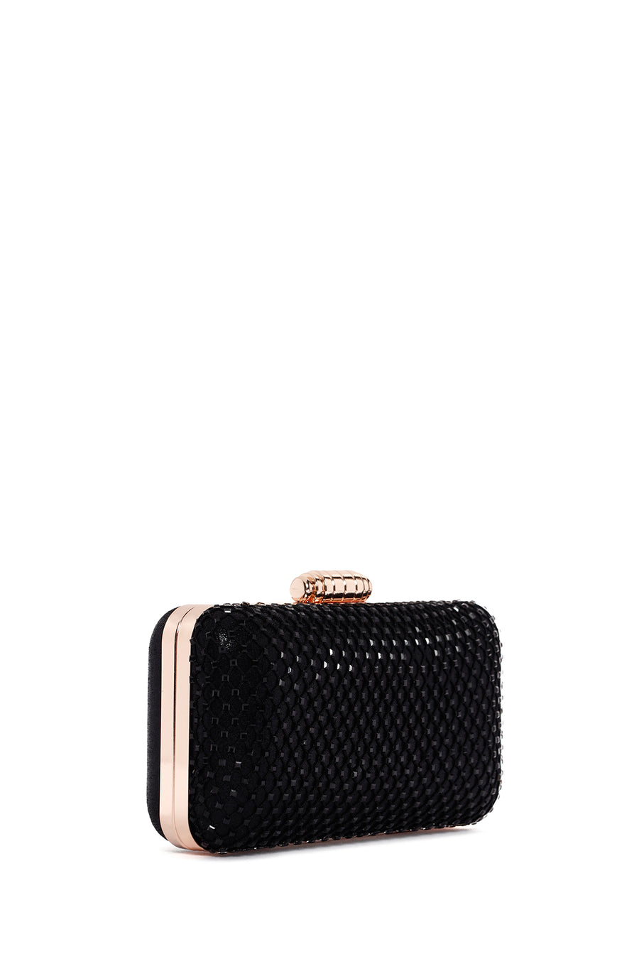 Women's Black Long Chain Strap Stone Cross Bag