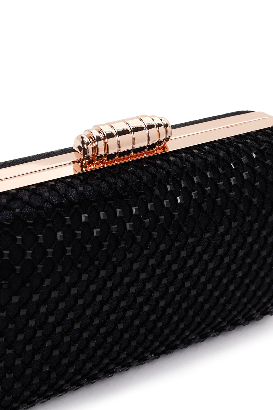 Women's Black Long Chain Strap Stone Cross Bag