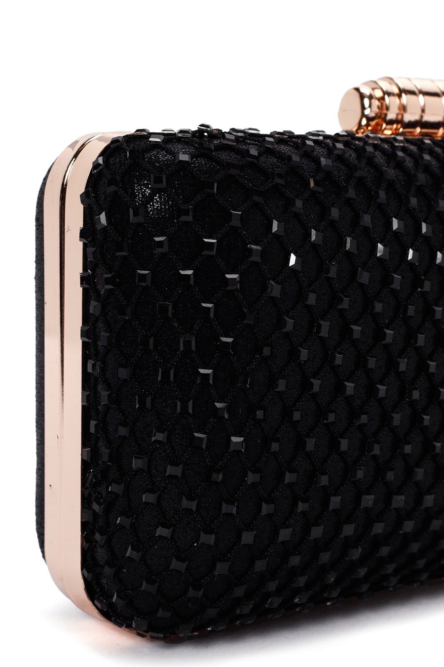 Women's Black Long Chain Strap Stone Cross Bag
