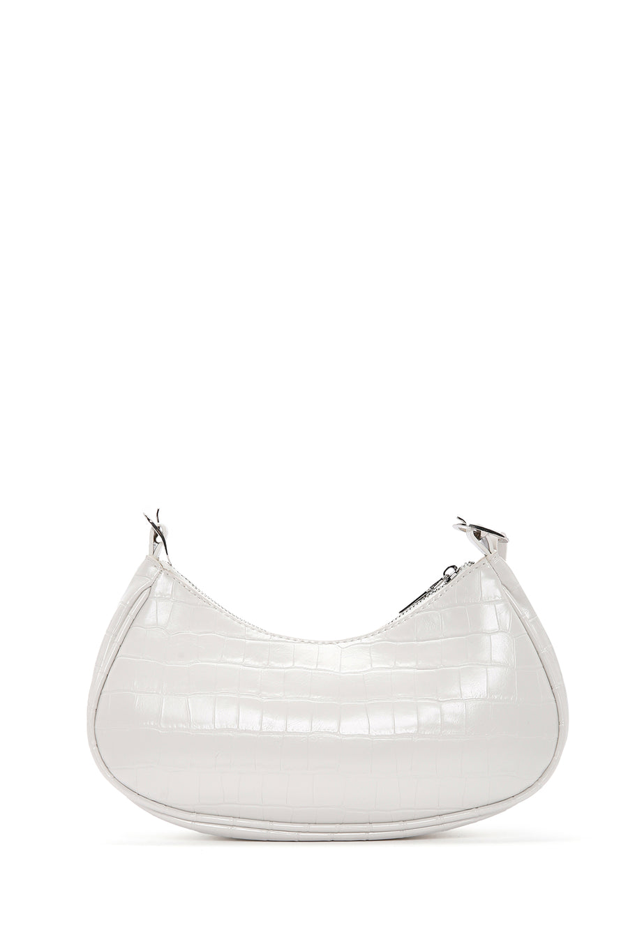Women's White Long Strap Crocodile Patterned Shoulder Bag