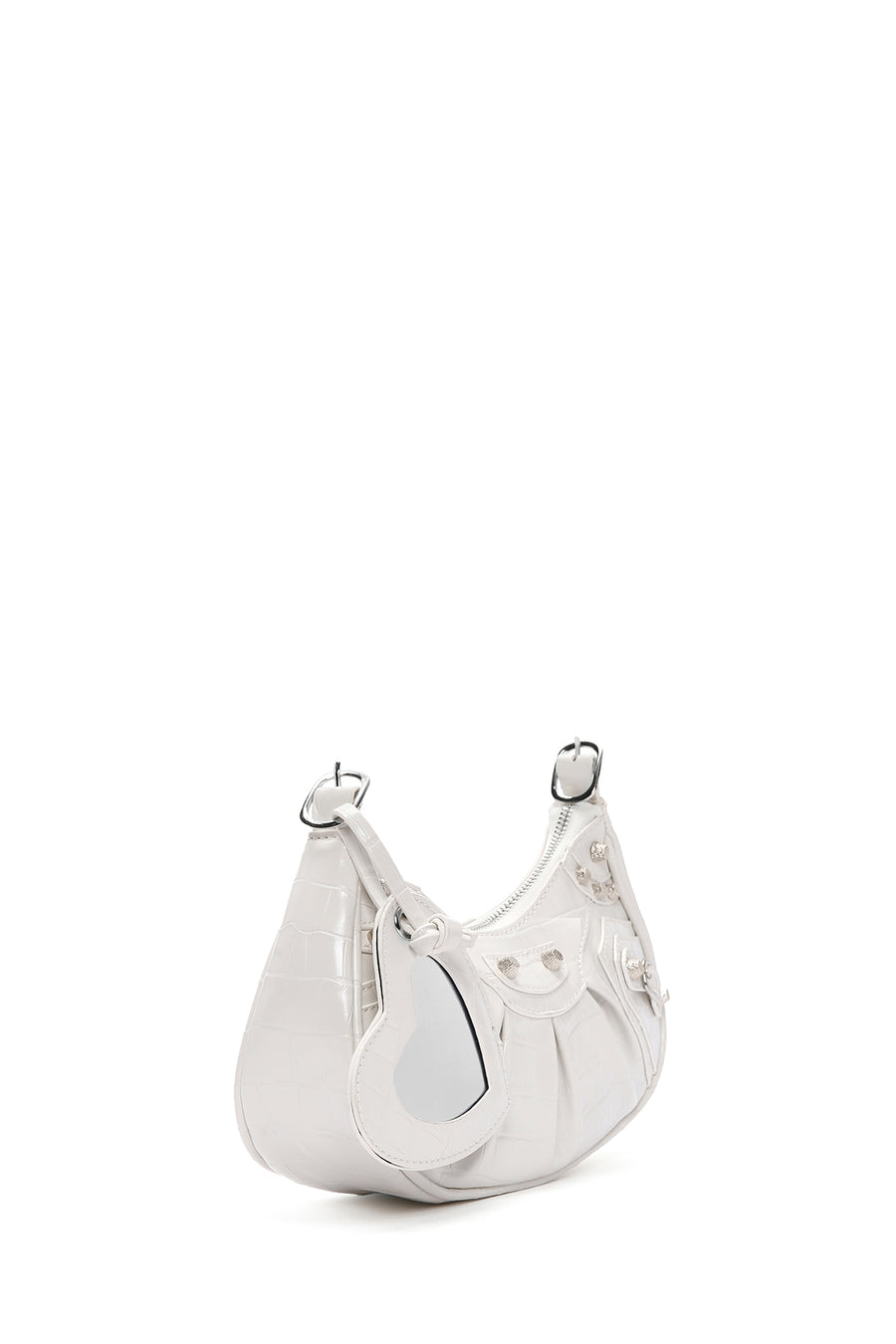 Women's White Long Strap Crocodile Patterned Shoulder Bag