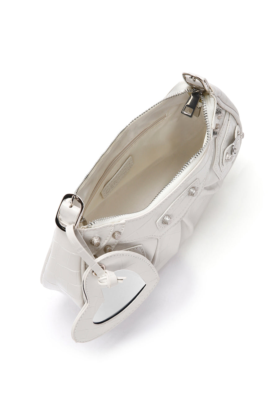 Women's White Long Strap Crocodile Patterned Shoulder Bag