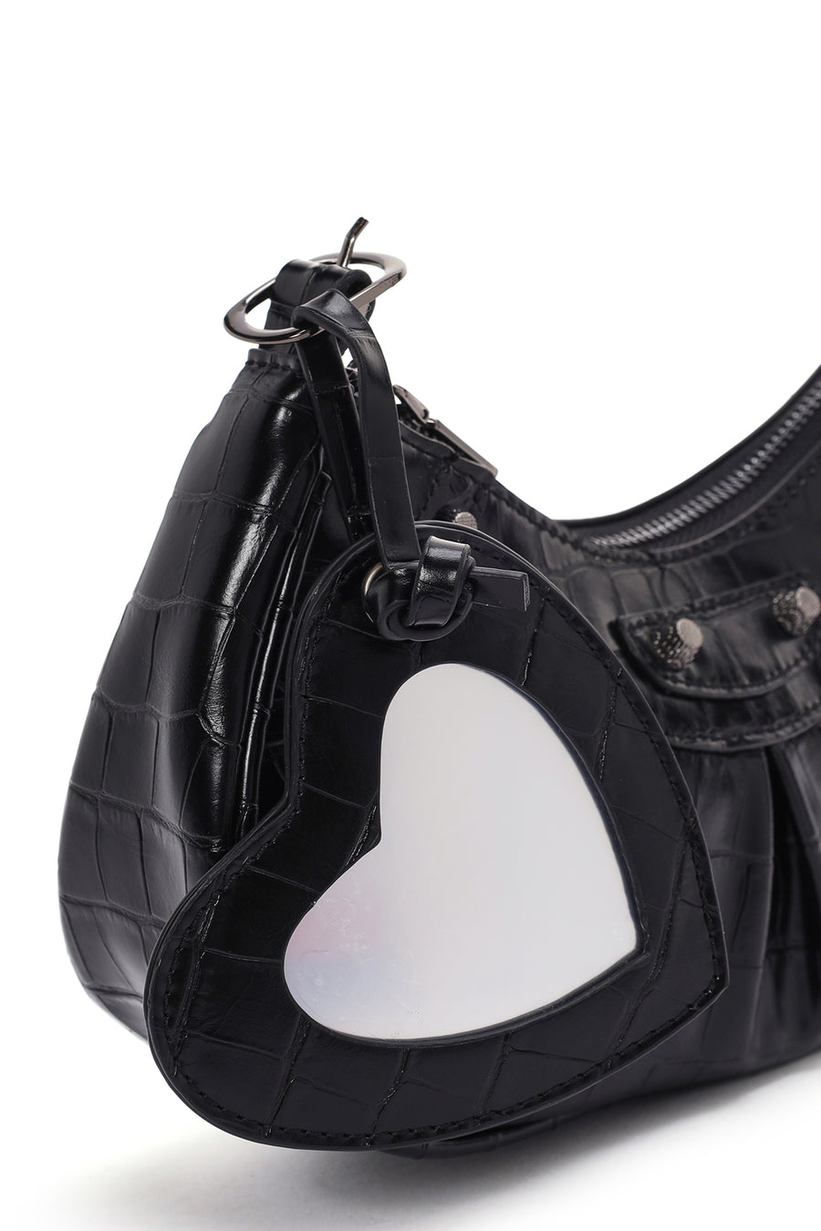 Women's Black Long Strap Crocodile Patterned Shoulder Bag