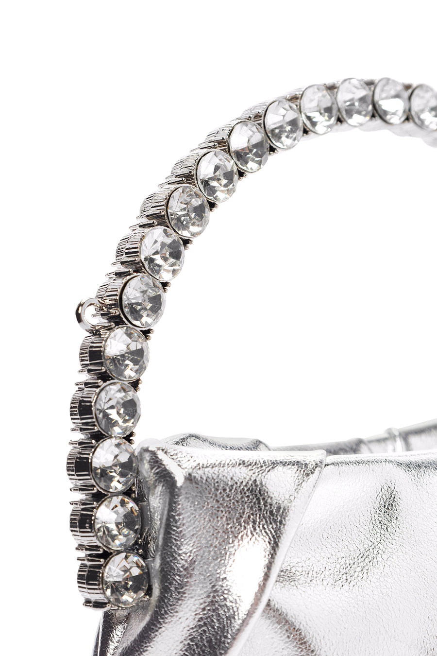 Women's Silver Long Strap Metallic Evening Crossbody Bag