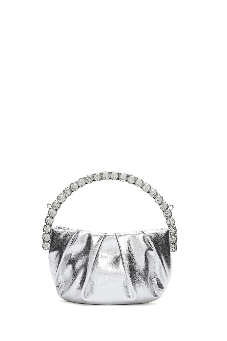 Women's Silver Long Strap Metallic Evening Crossbody Bag