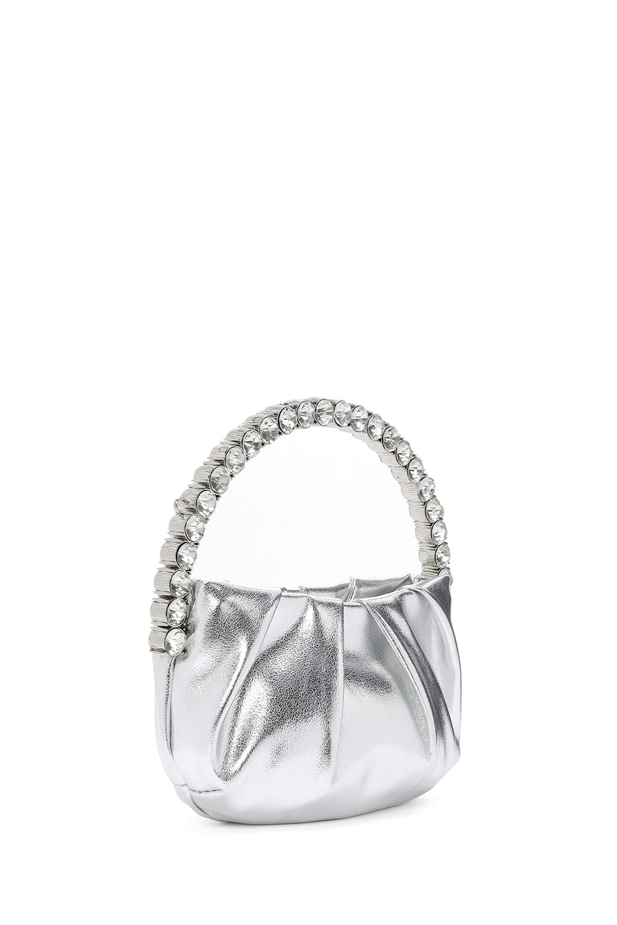 Women's Silver Long Strap Metallic Evening Crossbody Bag
