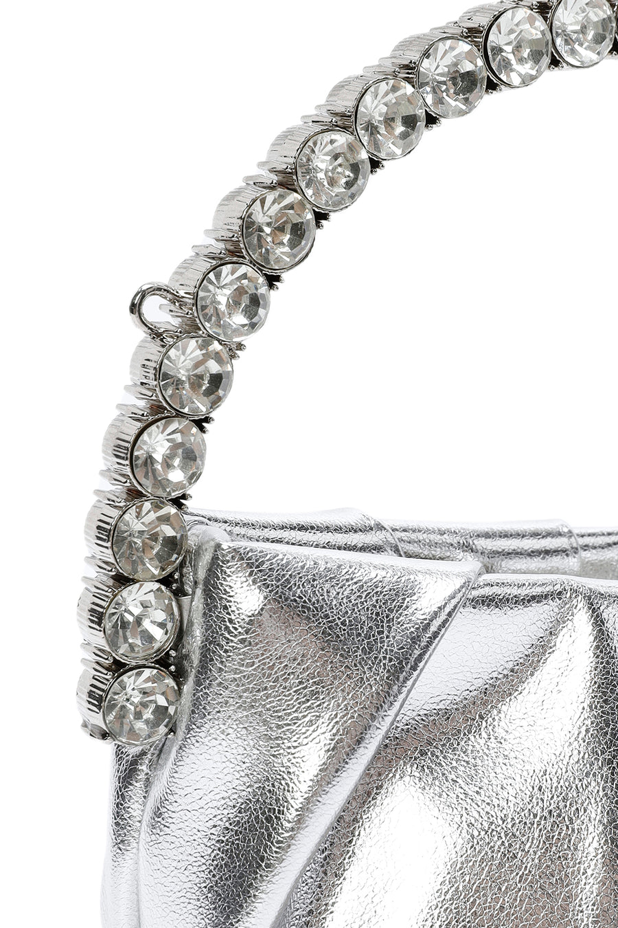 Women's Silver Long Strap Metallic Evening Crossbody Bag