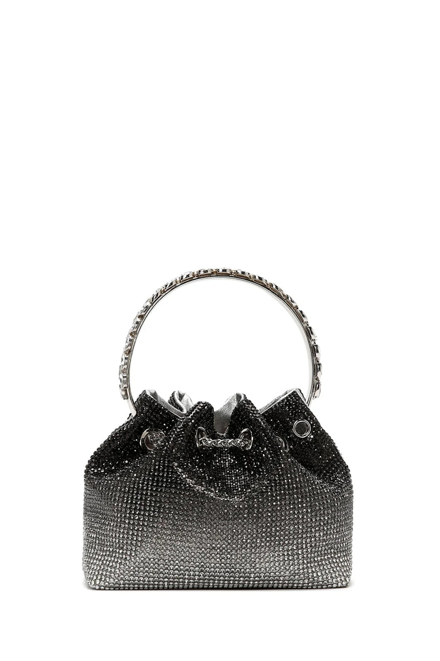 Women's Black Long Chain Strap Stone Cross Bag
