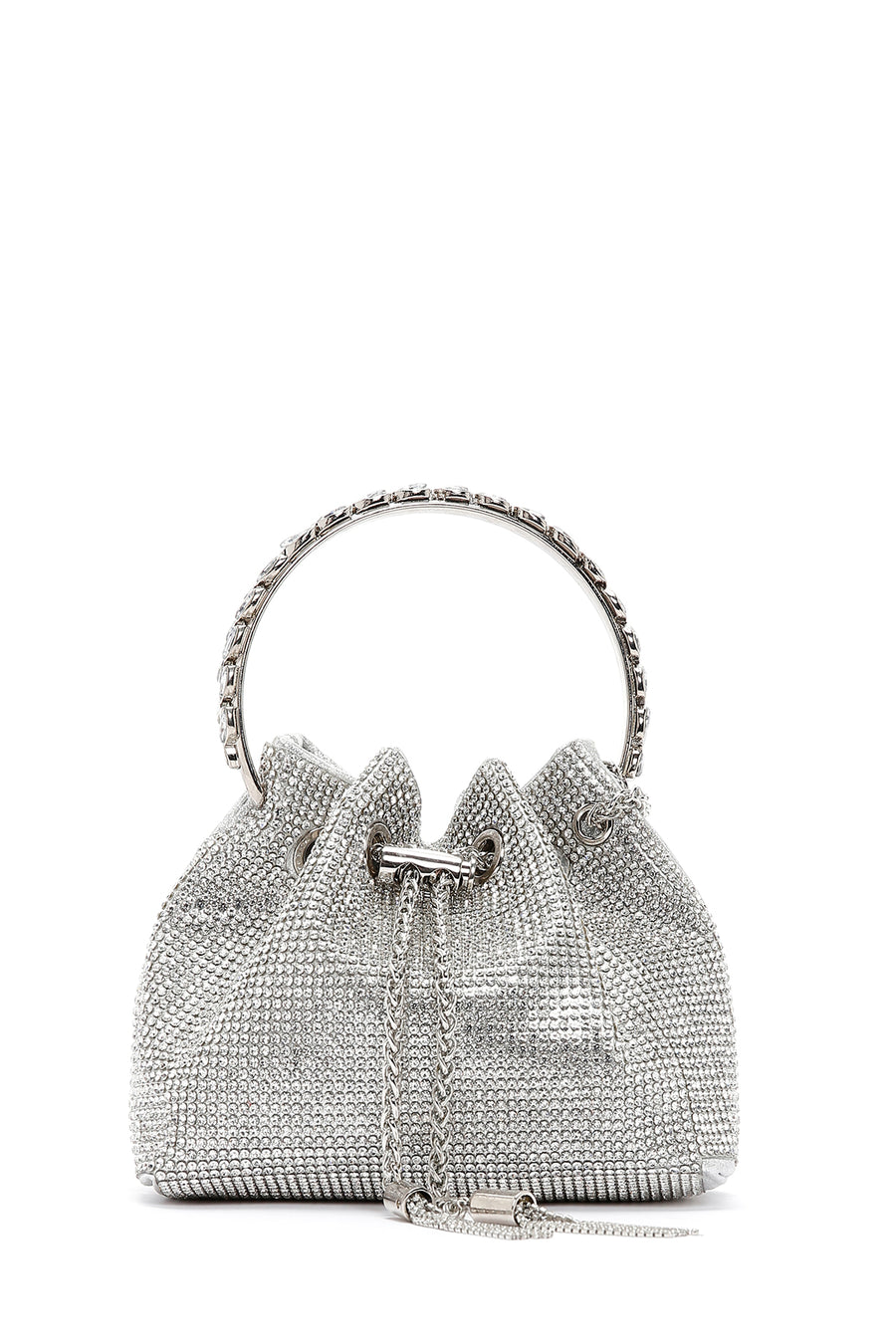 Women's Silver Long Chain Strap Stone Cross Bag