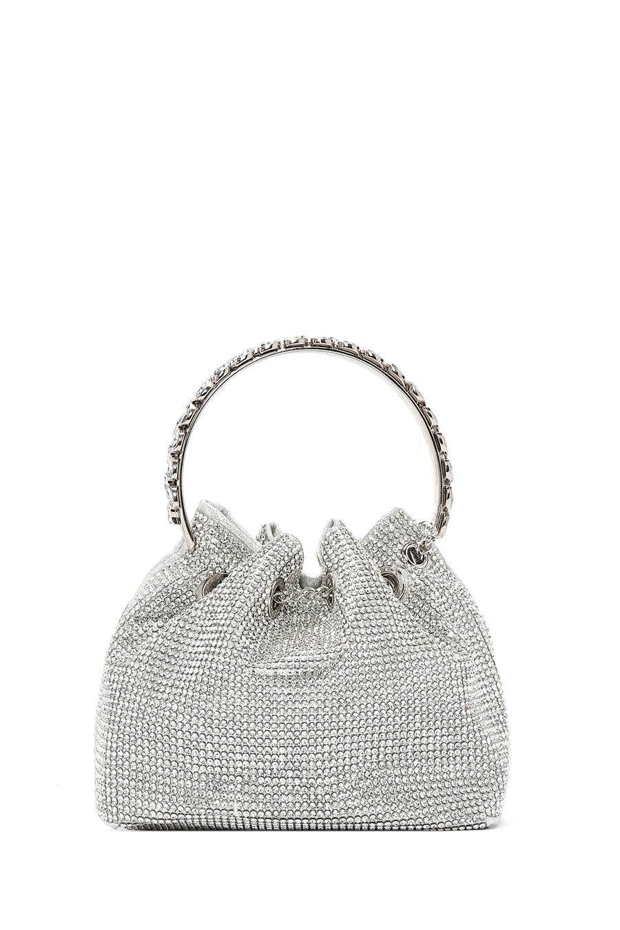 Women's Silver Long Chain Strap Stone Cross Bag