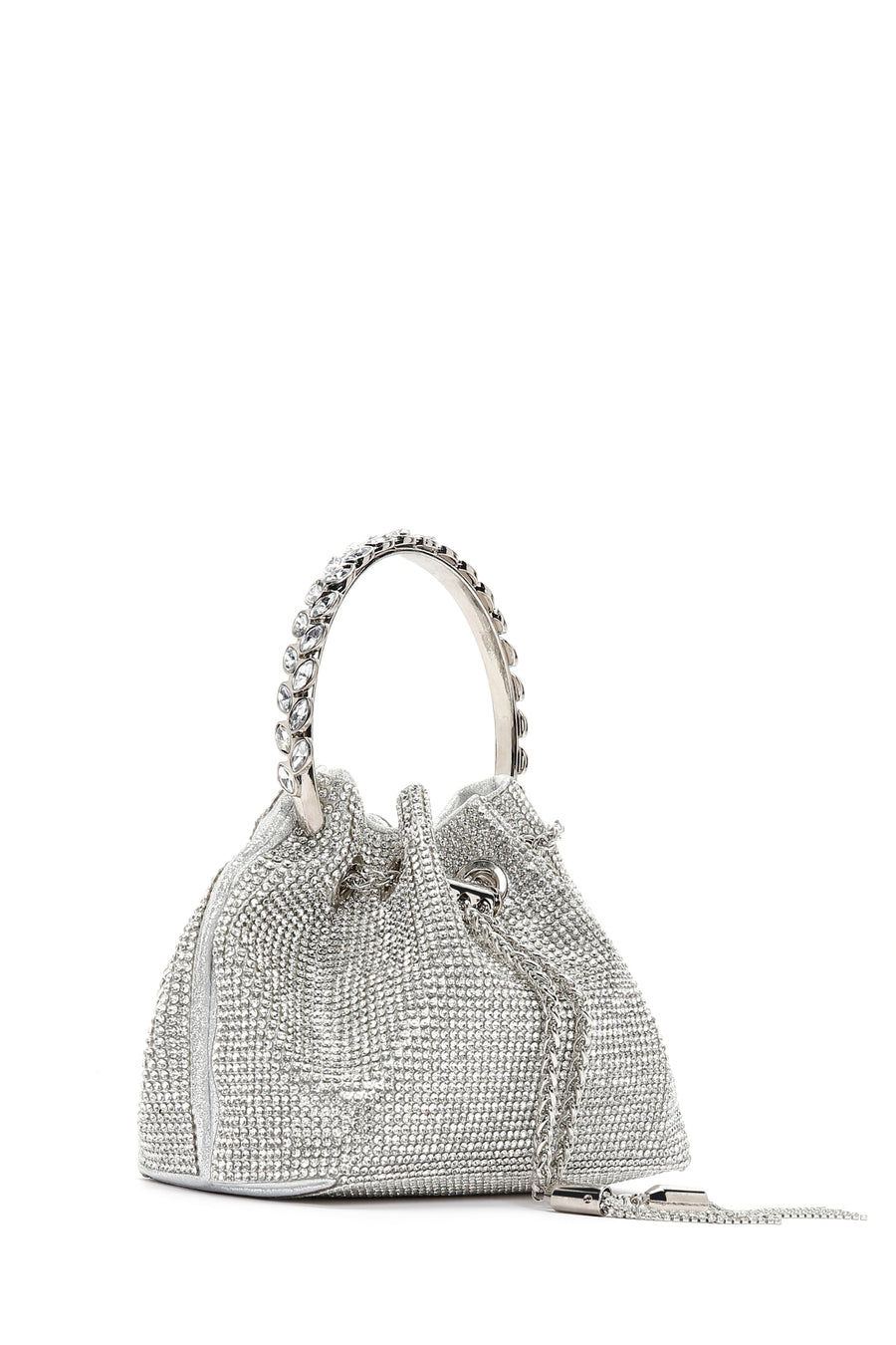 Women's Silver Long Chain Strap Stone Cross Bag