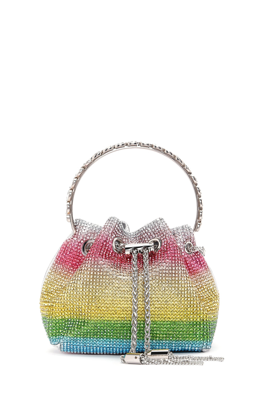 Women's Multi-Colored Long Chain Strap Stone Cross Bag