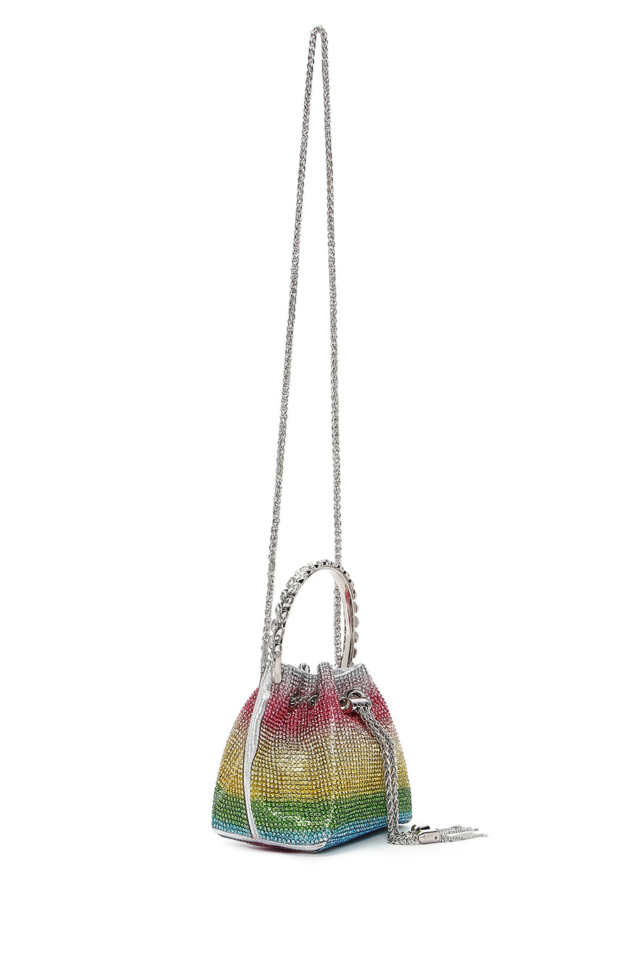 Women's Multi-Colored Long Chain Strap Stone Cross Bag