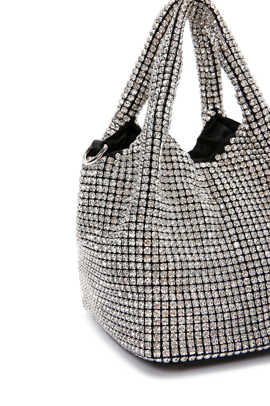 Women's Silver Long Chain Strap Stone Cross Bag