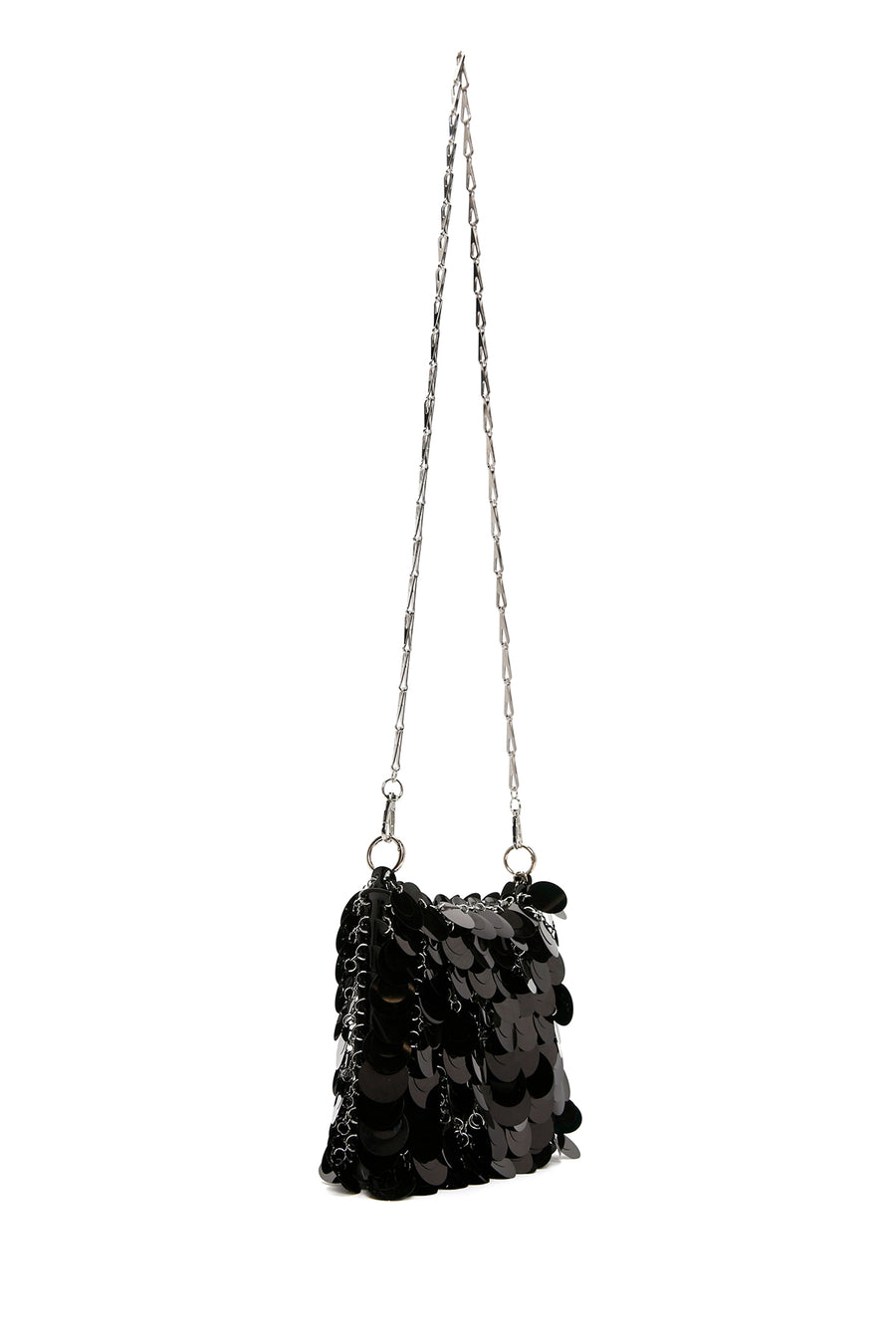 Women's Black Long Chain Strap Sequin Cross Bag