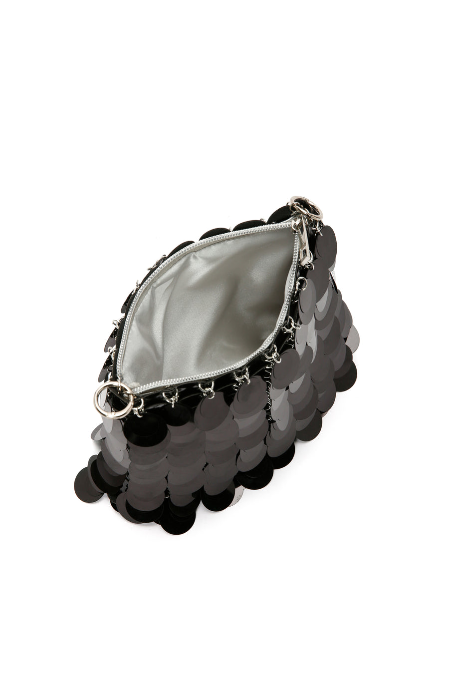 Women's Black Long Chain Strap Sequin Cross Bag