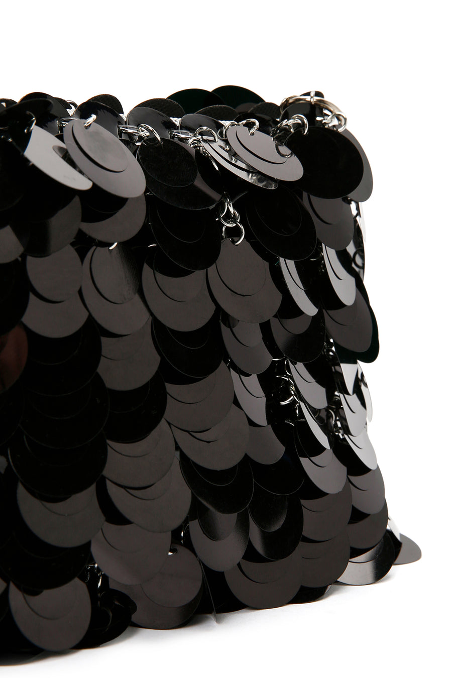 Women's Black Long Chain Strap Sequin Cross Bag