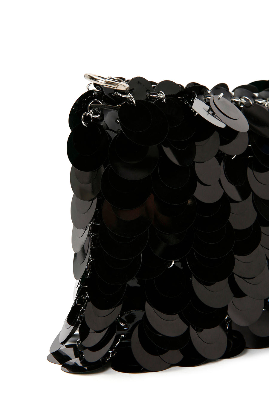Women's Black Long Chain Strap Sequin Cross Bag
