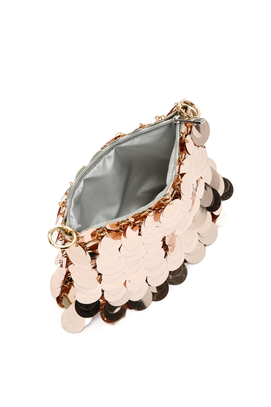 Women's Gold Long Chain Strap Sequin Crossbody Bag