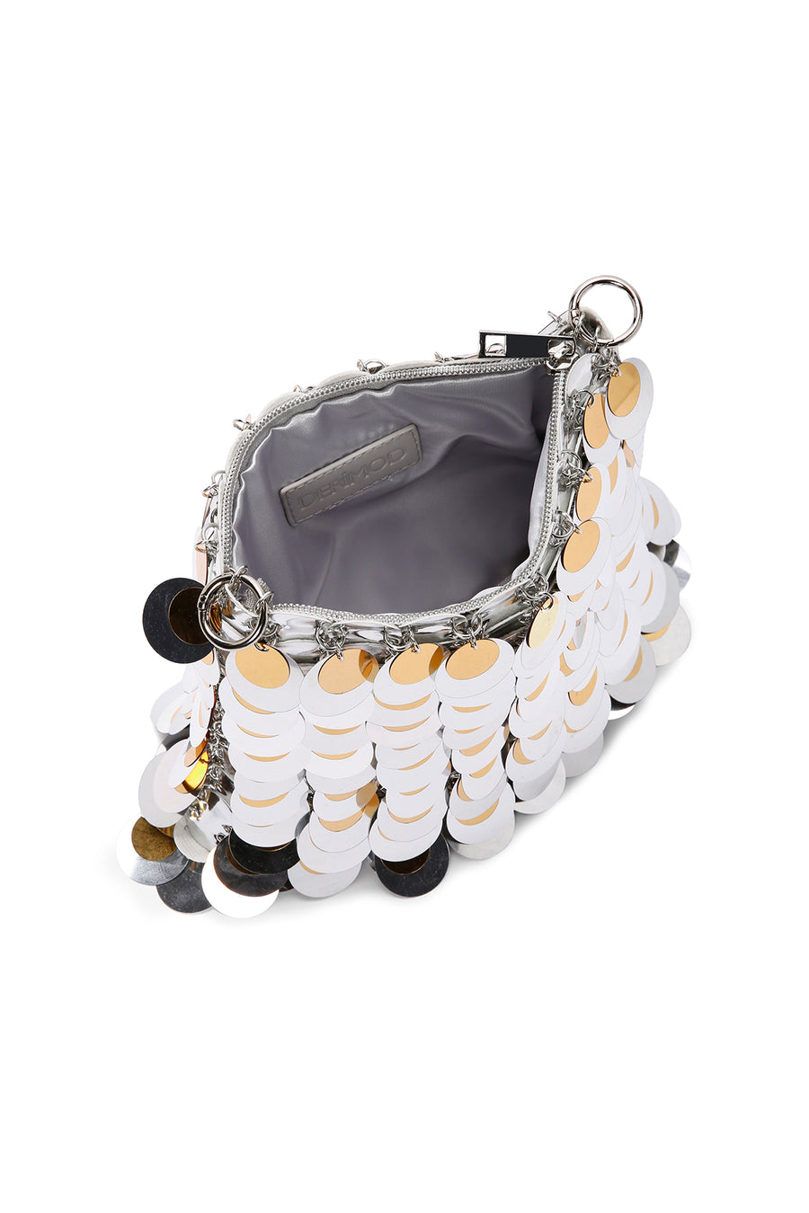 Women's Silver Long Chain Strap Sequin Cross Bag