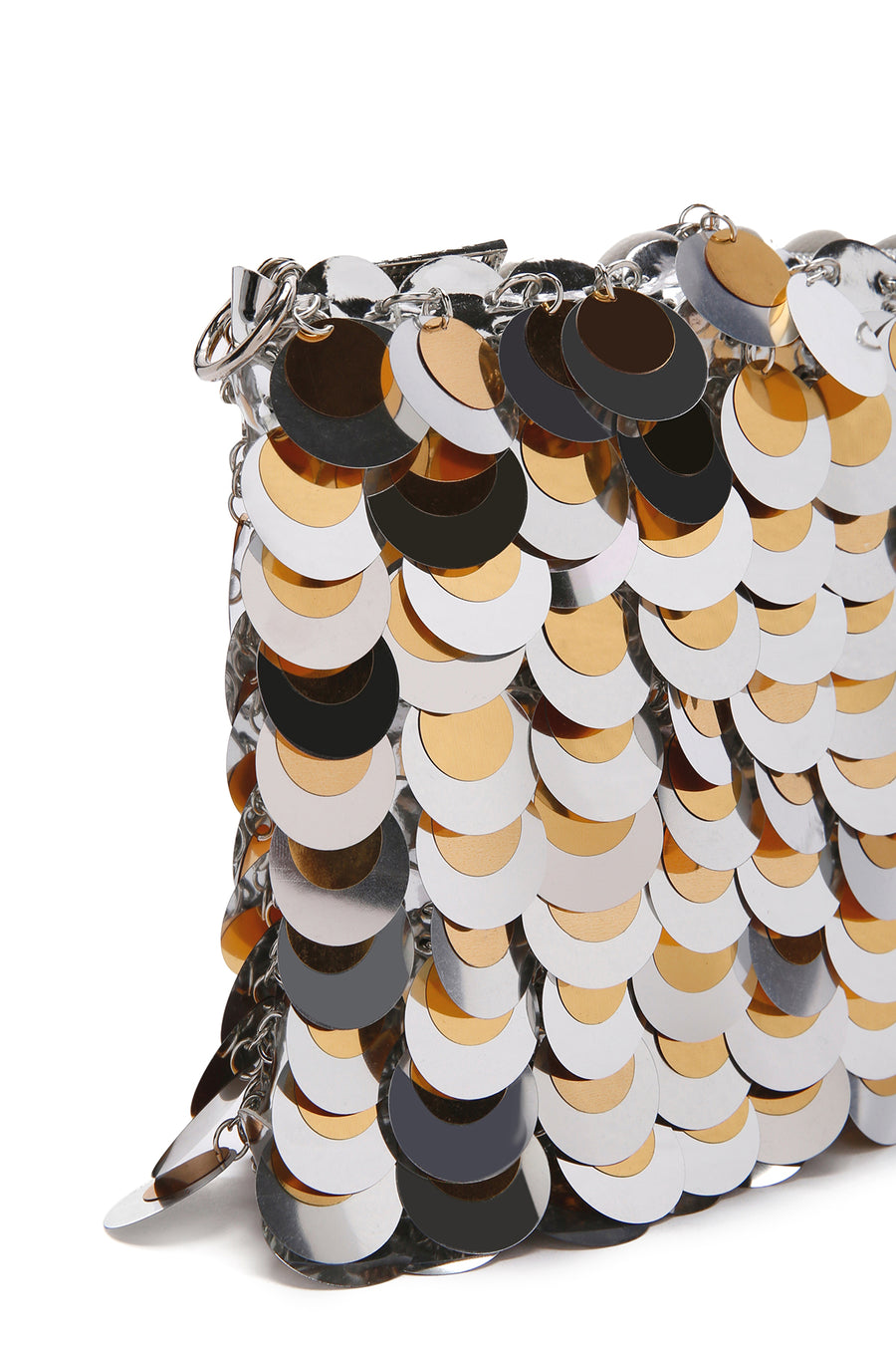Women's Silver Long Chain Strap Sequin Cross Bag