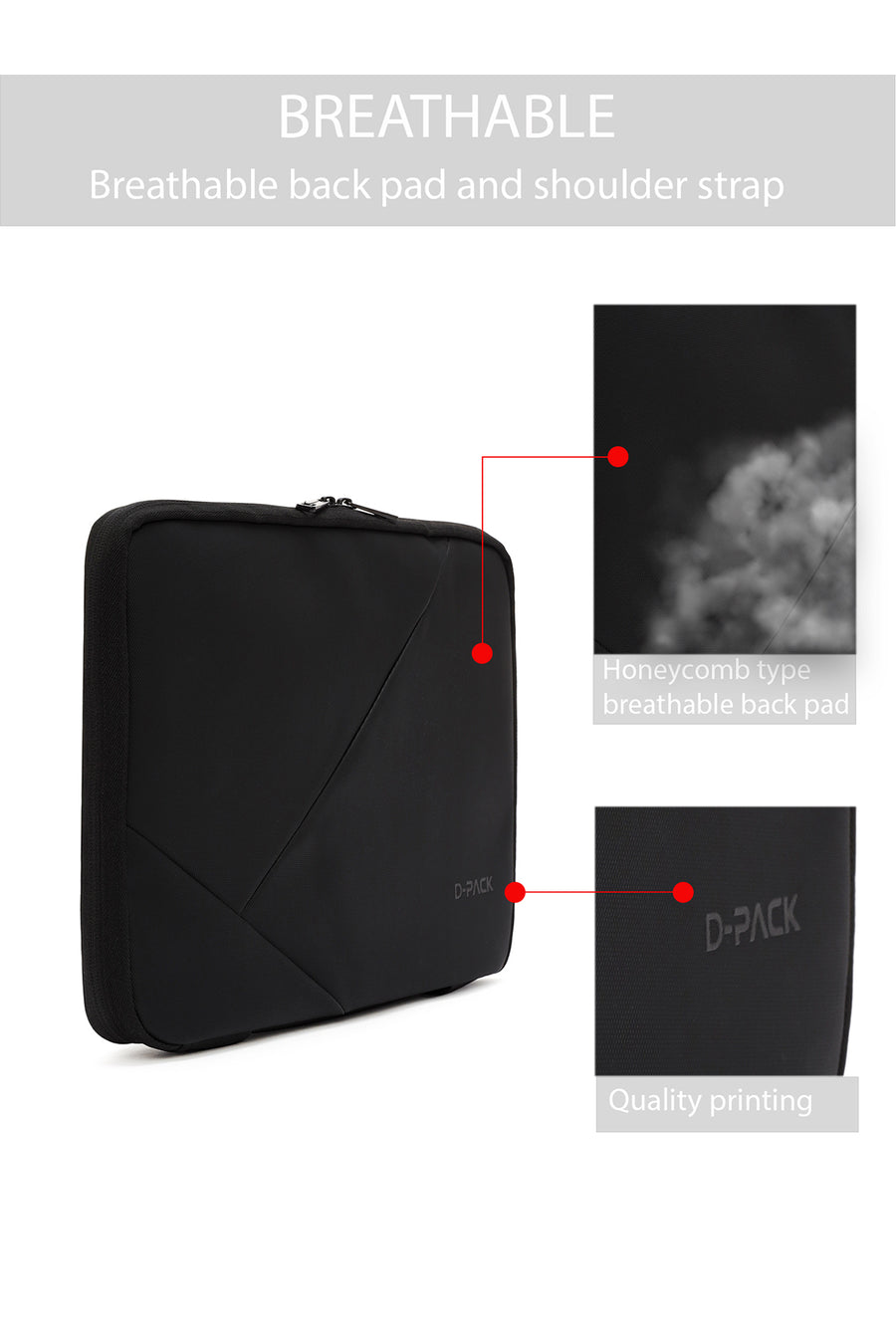 D-Pack Men's Black Fabric Laptop Bag