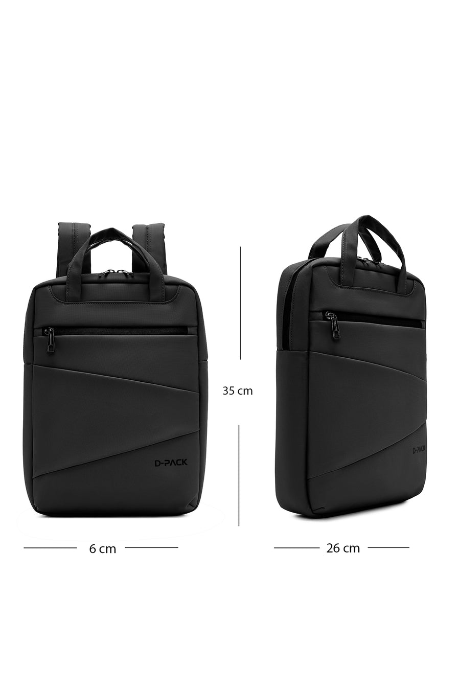 D-Pack Unisex Black Fabric Backpack