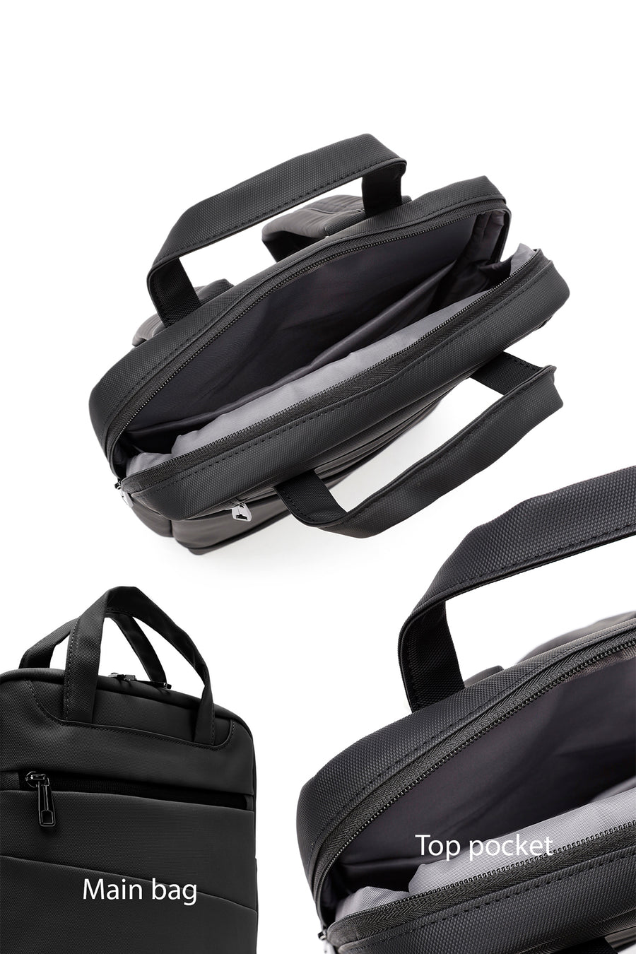 D-Pack Unisex Black Fabric Backpack
