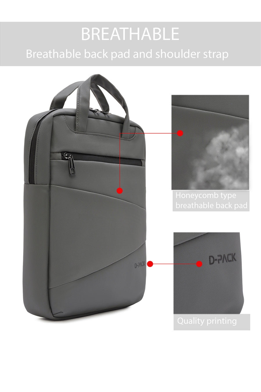 D-Pack Unisex Gray Fabric Backpack