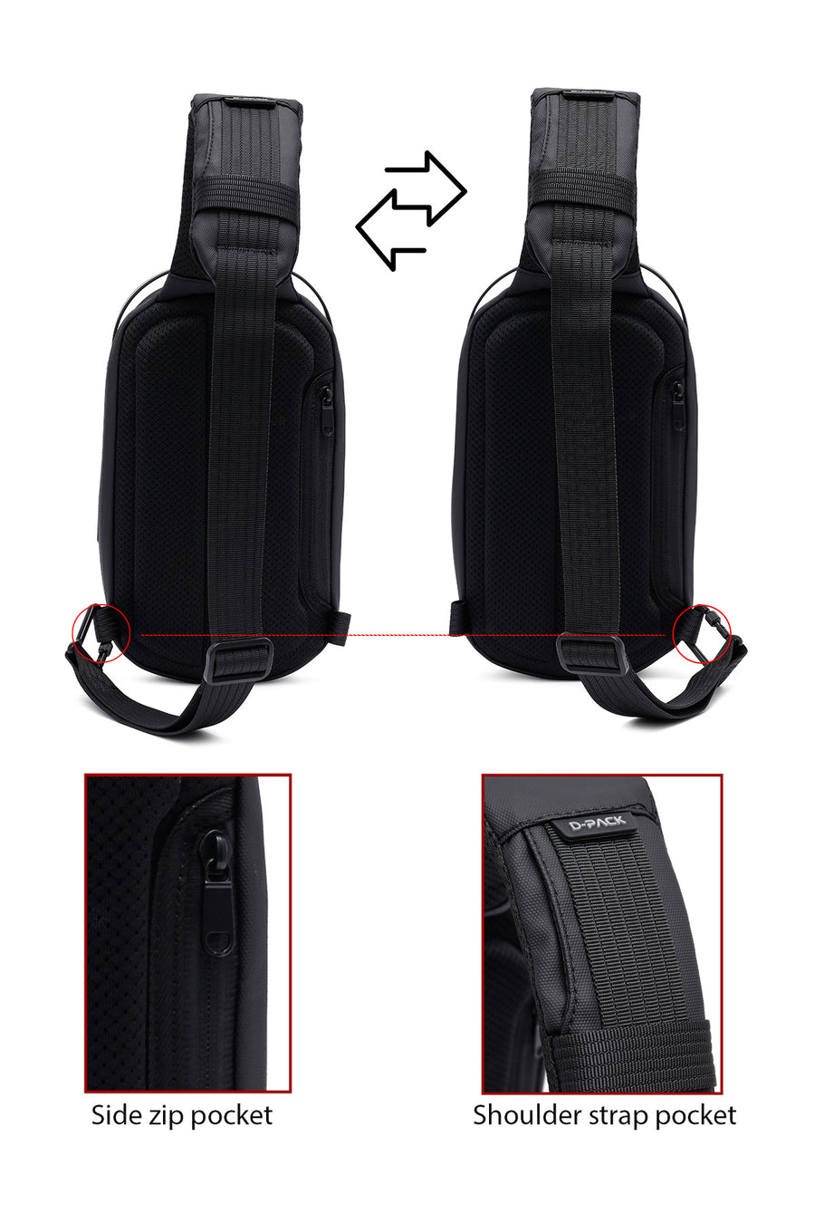 D-Pack Erkek Siyah Teknolojik Kumaş Çapraz Çanta