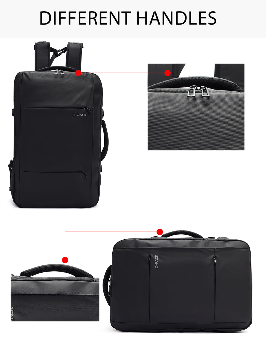 D-Pack Unisex Siyah Teknolojik Kumaş Sırt Çantası