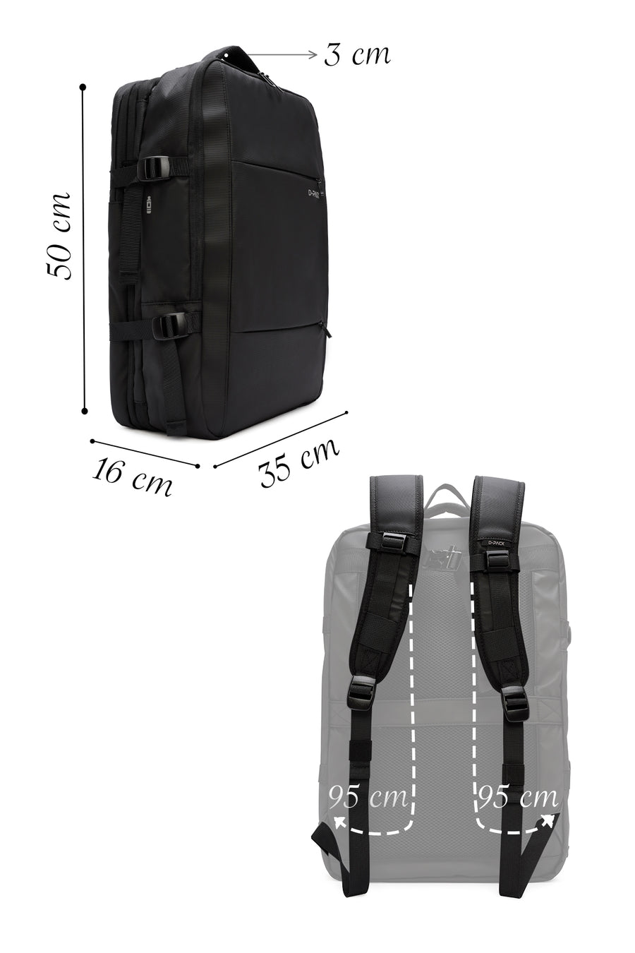 D-Pack Unisex Siyah Teknolojik Kumaş Sırt Çantası